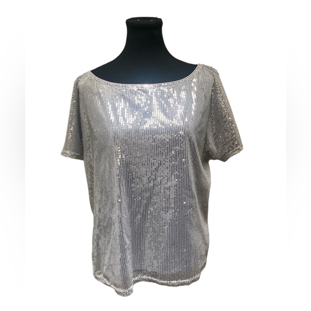 Silver Sequins Blouse GUC L
